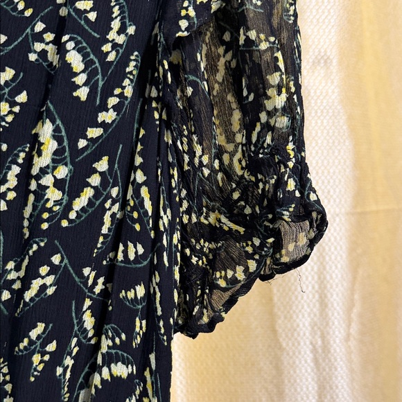 ba&sh Black and Cream Leaf Print Mini Dress - Picture 4 of 4